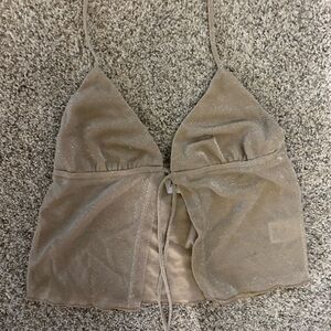 Princess Polly Glittery Tan Tie Front Women’s Camisole Top